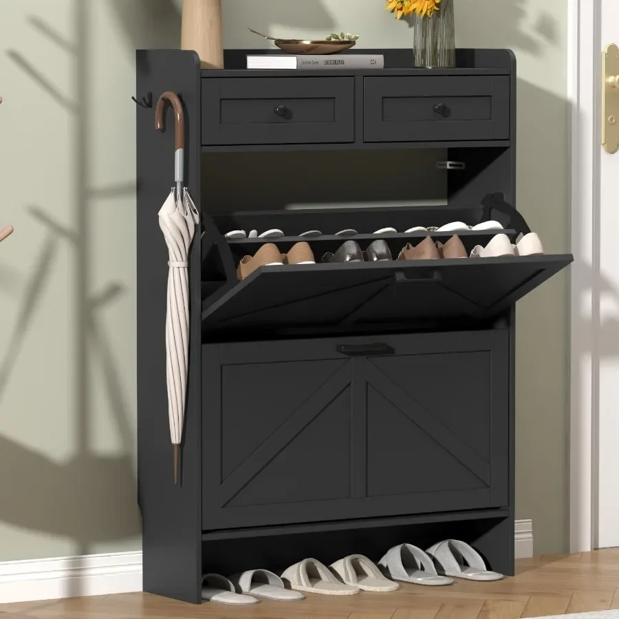 Storage & Organization - Armário para sapatos preto com 2