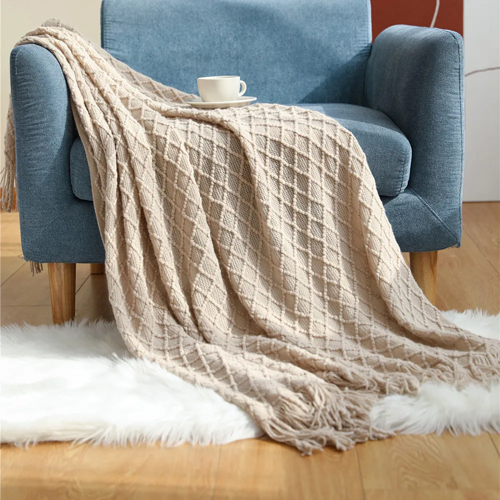 Manta de malha com padrão de l - Boho Throw Blanket Fringe avaliação e preço