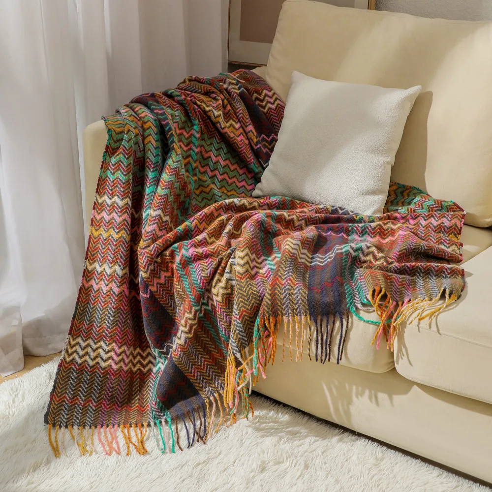 Manta Boho com Ondas e Franjas - Boho Throw Blanket Fringe avaliação e preço