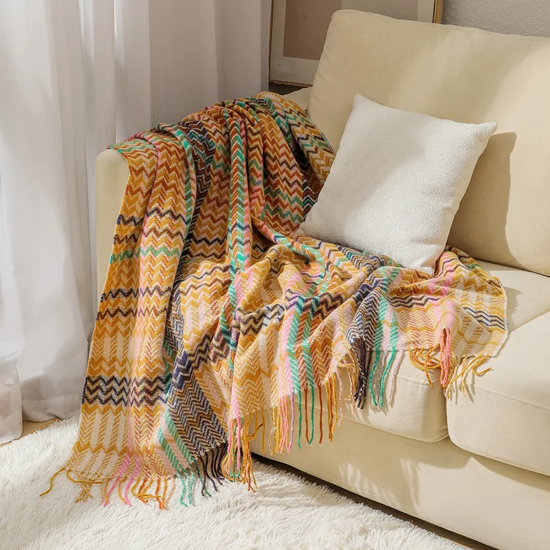 Manta Boho com Ondas e Franjas - Boho Throw Blanket Fringe avaliação e preço